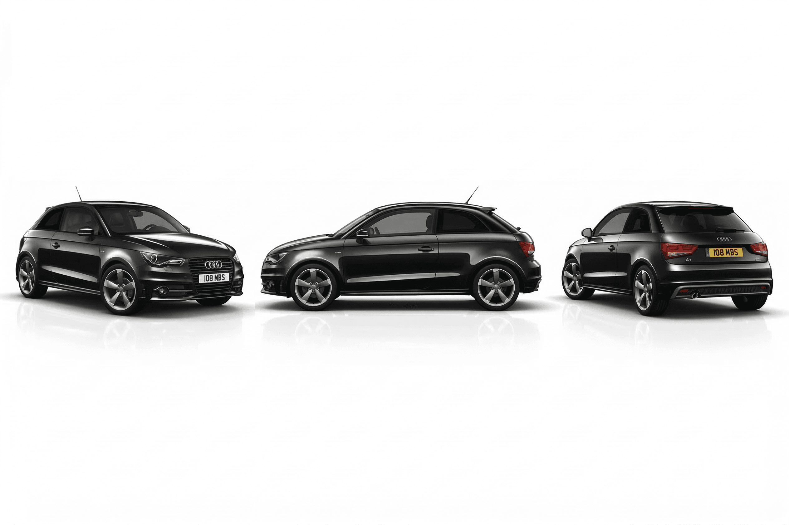 Vue 3 Audi A1 Noir / Gris Nardo